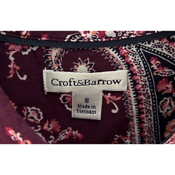Croft & Barrow‎ 3/4 Roll Tab Sleeve Floral Paisley Button Up Top Womens Sz Small - Picture 3 of 11